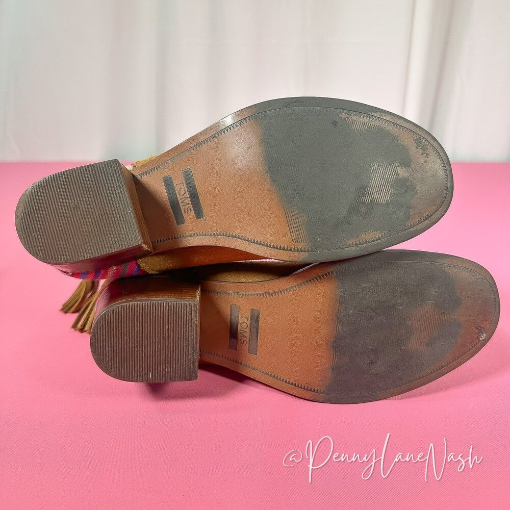 Toms Leila Suede Southwestern Ankle Boots Size 8 Textile Festival - Picture 6 of 8